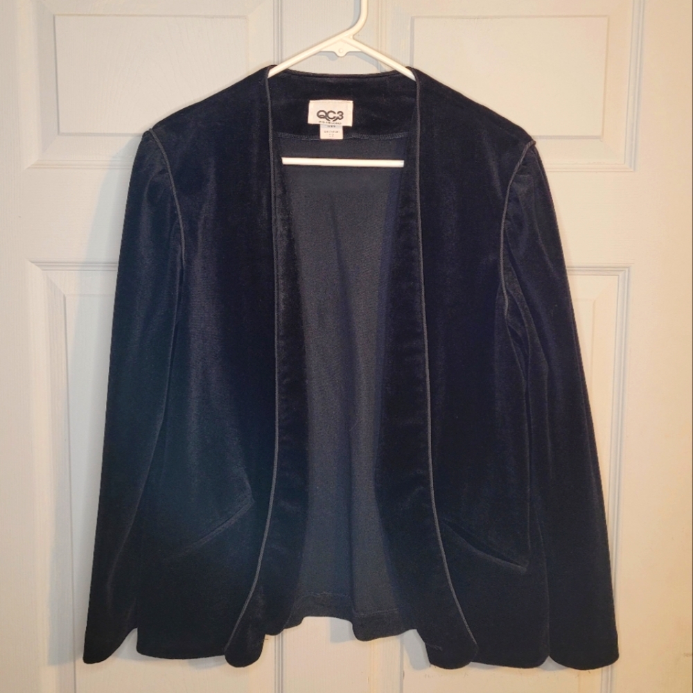 Vintage Queen Casuals QC3 Velour open front jacket Sz 12
